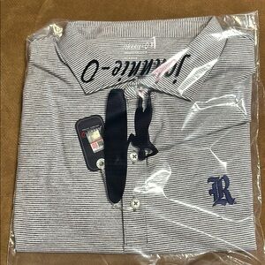 COPY - Johnnie-O striped polo in Navy with Rice University logo (new with tags)